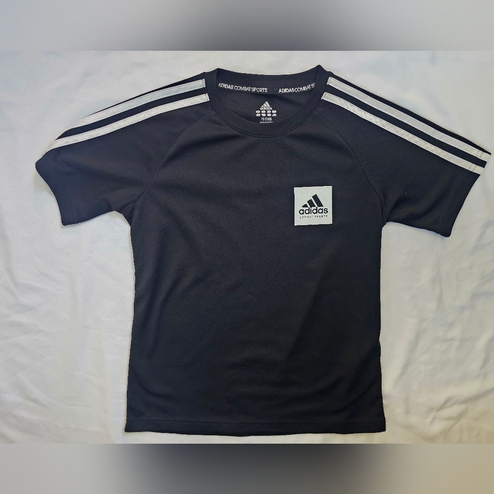Adidas Combat Sports Black Athletic Tee Shirt- Boys Size 140 (Medium)